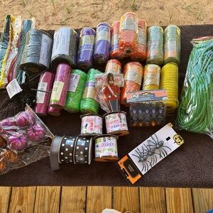 Halloween mesh ribbon spiders pumpkins